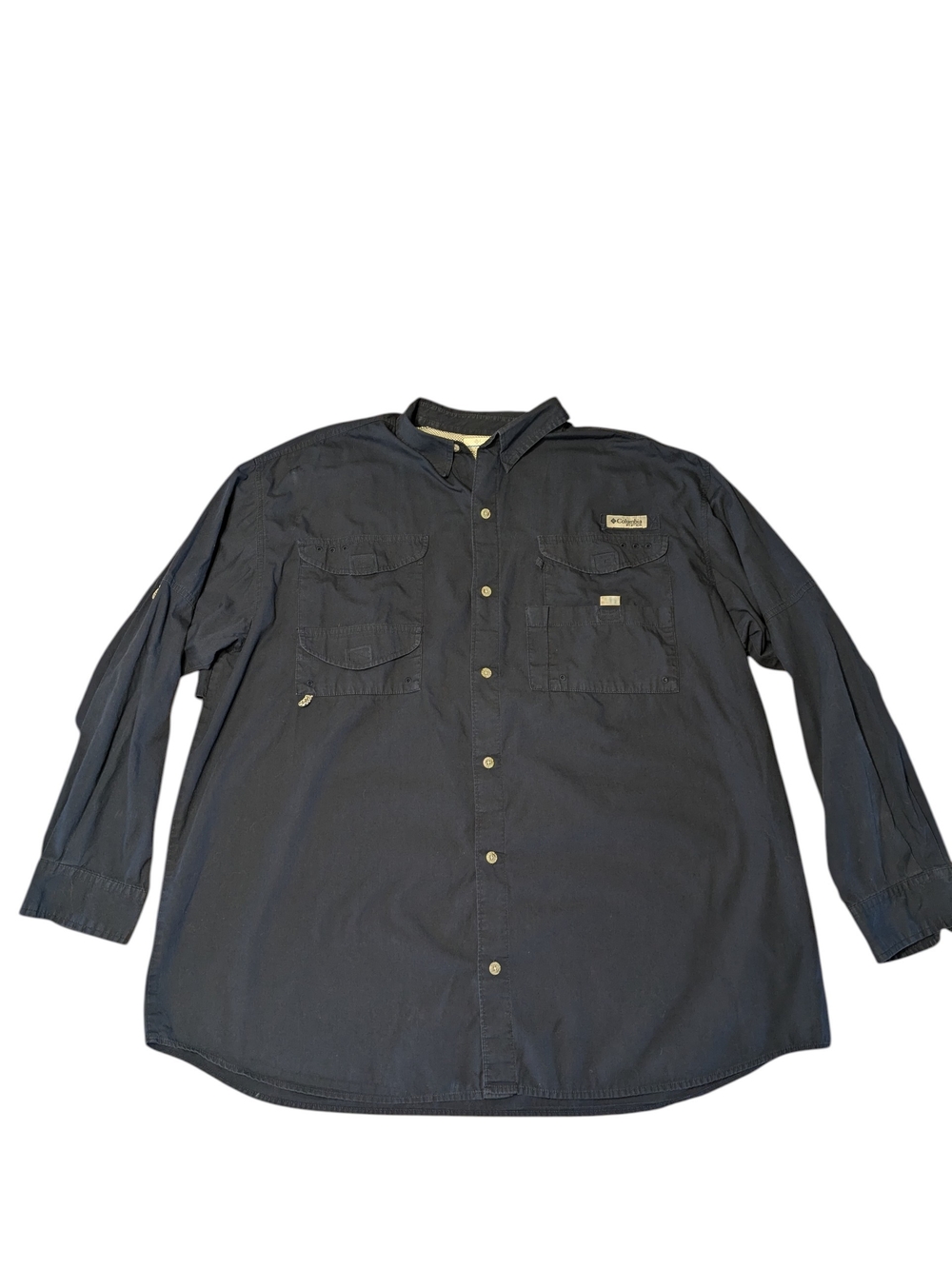 Columbia Men's Long-Sleeve Navy Button-Up Utility Shirt